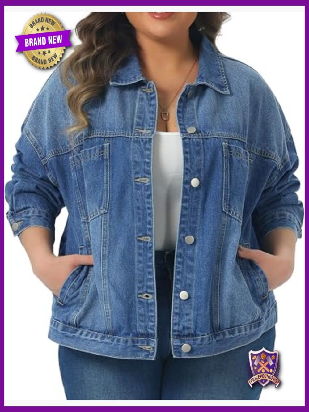Plus Size Denim Jacket Long Sleeve Button Down Vintage Western